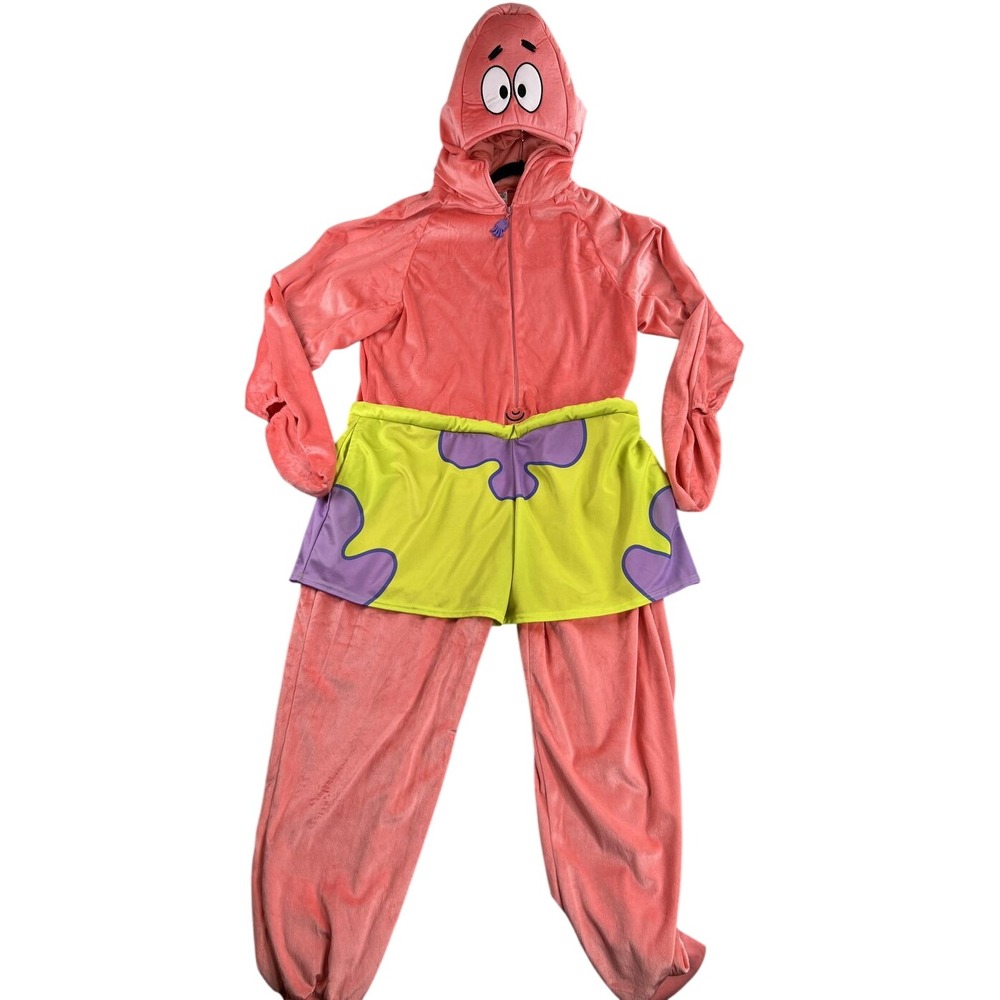 Nickelodeon SpongeBob Patrick Star Plush Hooded Union Suit S/M Pink Onesie Adult
